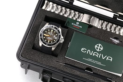 ENRIVA 自動巻きダイバーウォッチ 1000m防水 Amazon.co.jp: ENRIVA ダイバーズウォッチ 逆回転防止ベゼル